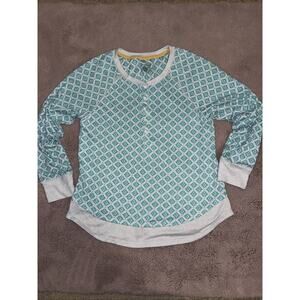 Women's CUDDL DUDS Aqua Blue Long Sleeve Henley Top Size XS